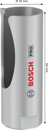 Závitová děrová pila Bosch PRO Construction Material, průměr 25 mm.